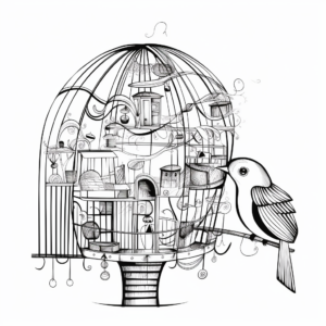 Artistic Abstraction of Bird Cage Coloring Pages 2