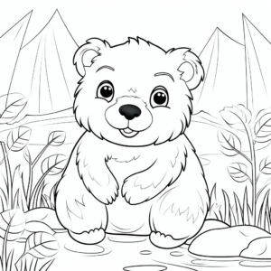 Artistic Beaver in the Wild Coloring Pages 4