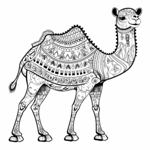 Artistic Bohemian Camel Coloring Pages for Adults 4