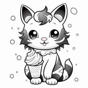 Artistic Calico Cat With Sorbet Coloring Pages 2