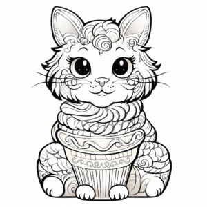 Artistic Calico Cat With Sorbet Coloring Pages 3