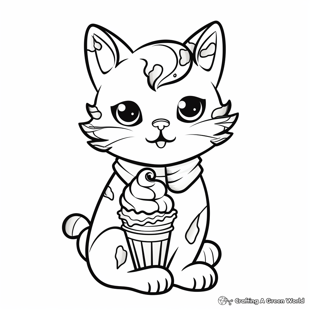 Artistic Calico Cat With Sorbet Coloring Pages 4
