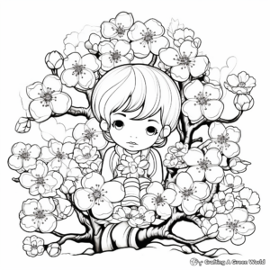 Artistic Cherry Blossom Coloring Pages 2