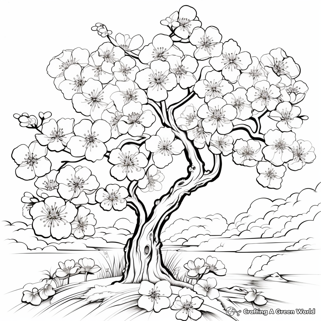 Artistic Cherry Blossom Coloring Pages 4