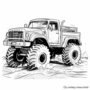 Artistic Detailed Mud Truck Coloring Pages 1