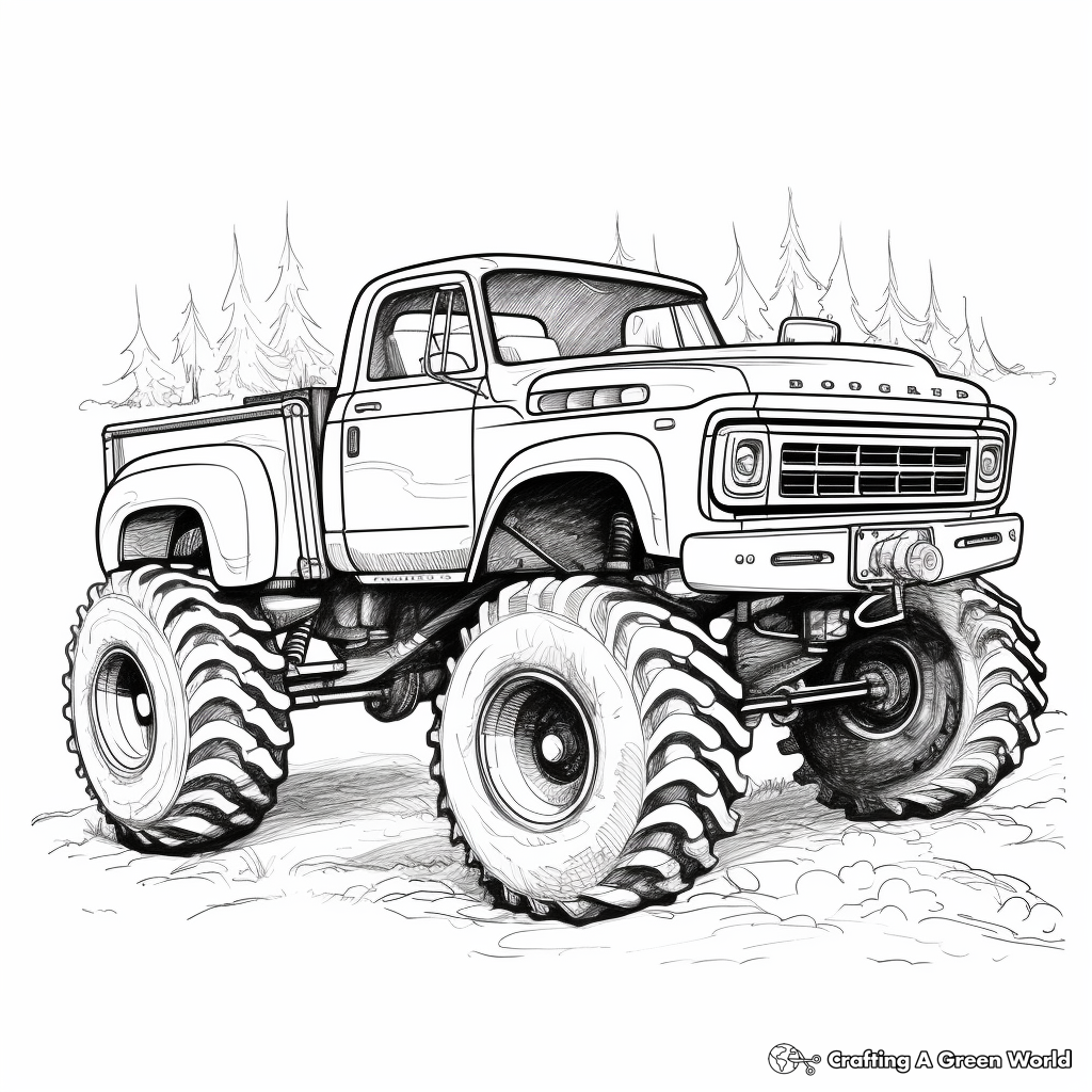 Artistic Detailed Mud Truck Coloring Pages 2