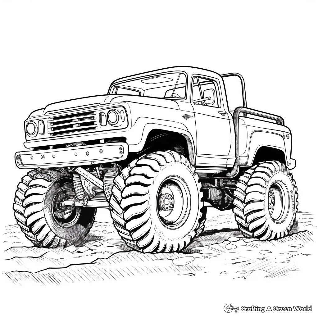 Artistic Detailed Mud Truck Coloring Pages 3