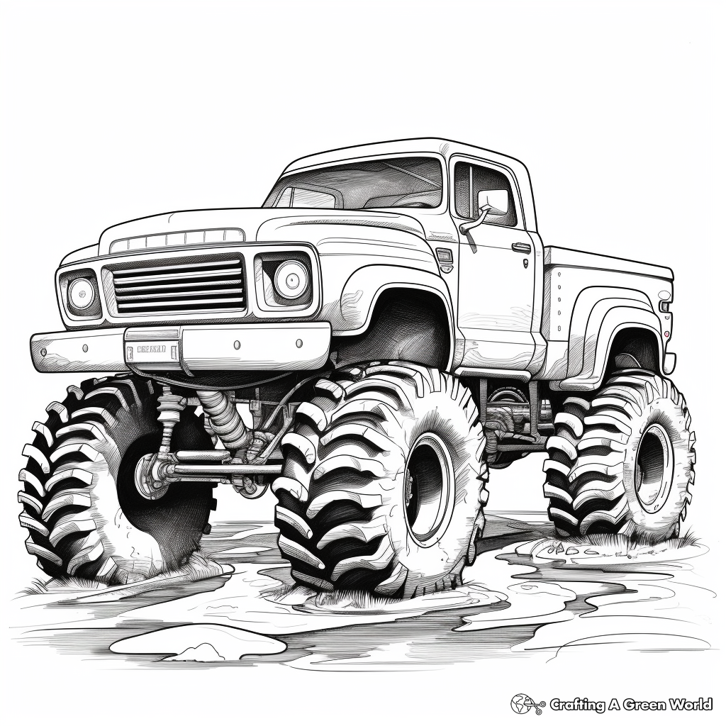 Artistic Detailed Mud Truck Coloring Pages 4