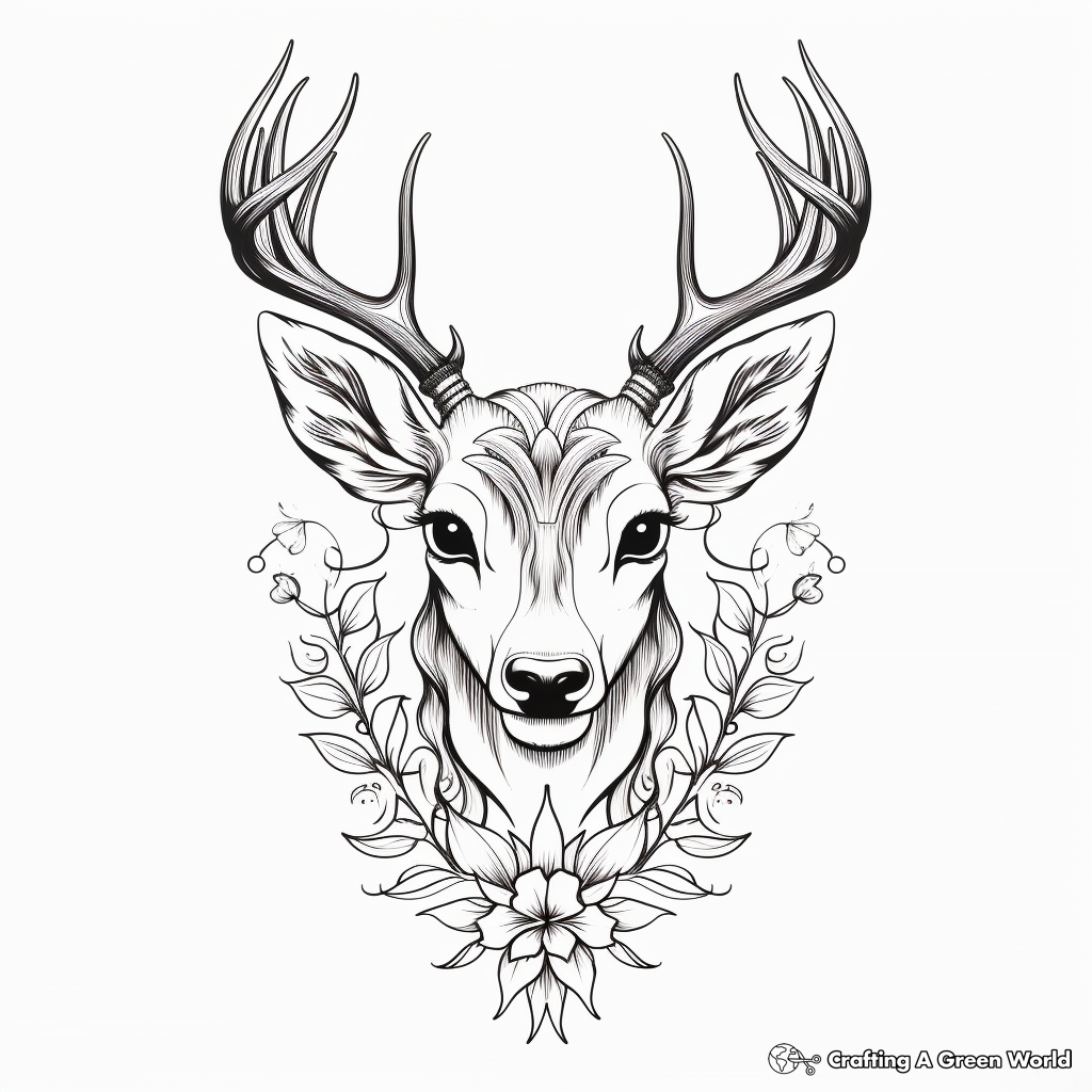 Artistic Fallow Deer Head Coloring Pages for Creative Minds 1