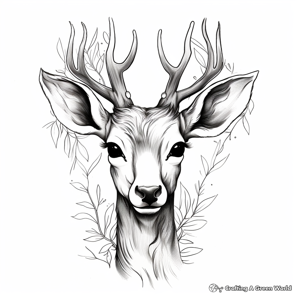 Artistic Fallow Deer Head Coloring Pages for Creative Minds 2