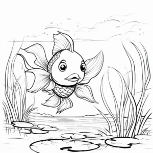 Artistic Goldfish Pond Coloring Pages 2