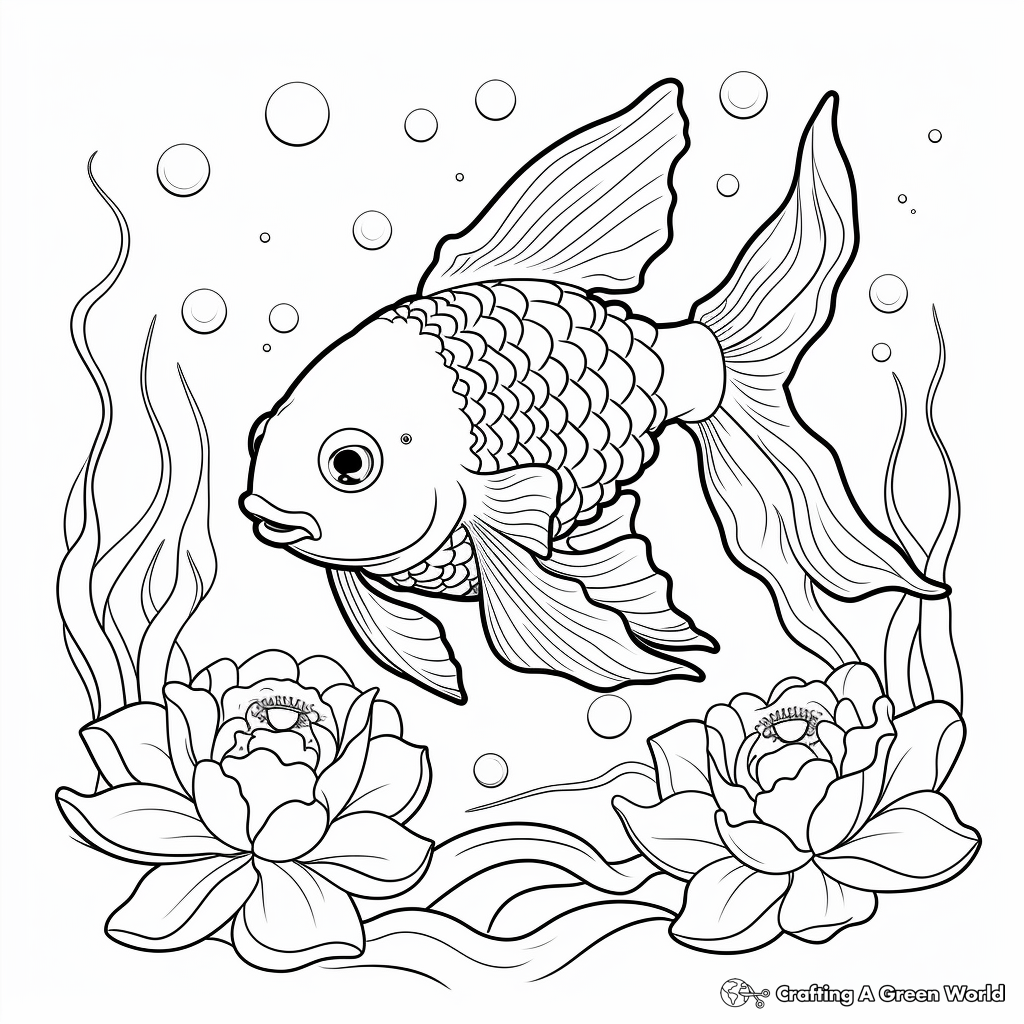 Artistic Goldfish Pond Coloring Pages 4