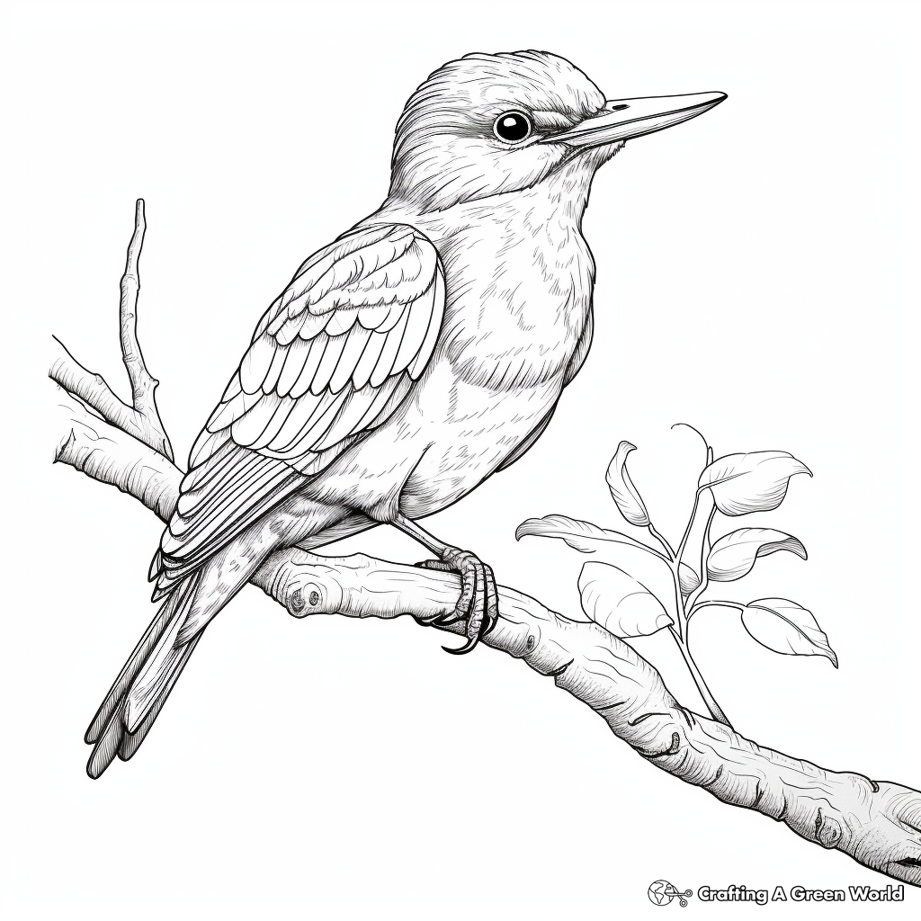Artistic Kingfisher Sketch Coloring Pages 1