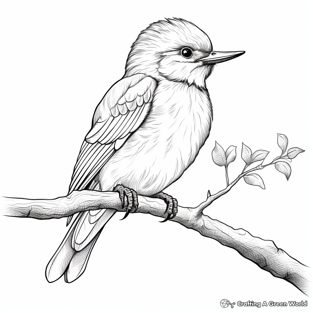 Artistic Kingfisher Sketch Coloring Pages 4
