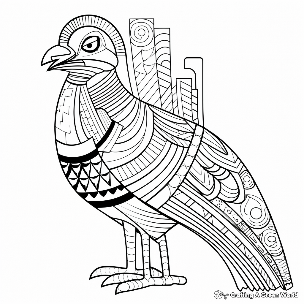 Artistic Lady Amherst's Pheasant Coloring Pages 1