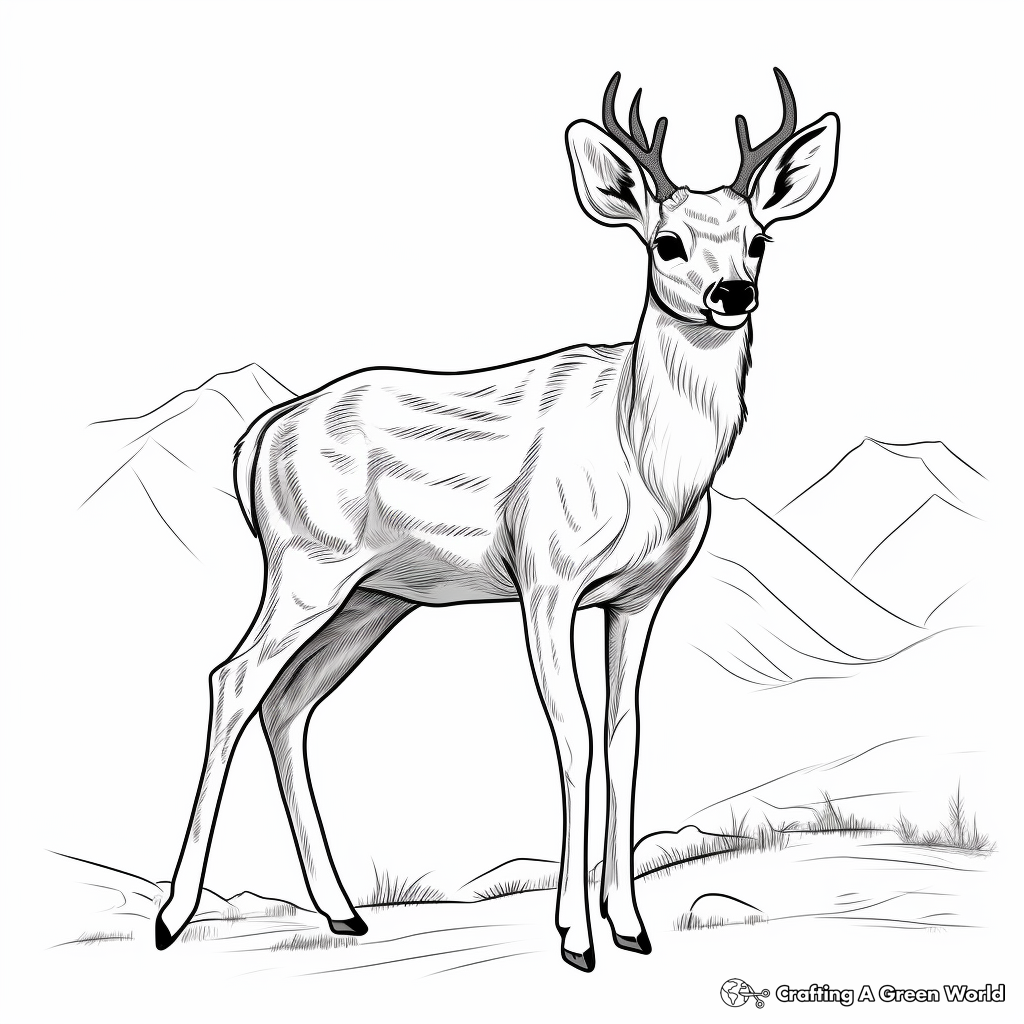 Artistic Mule Deer in the Wild Coloring Pages 2