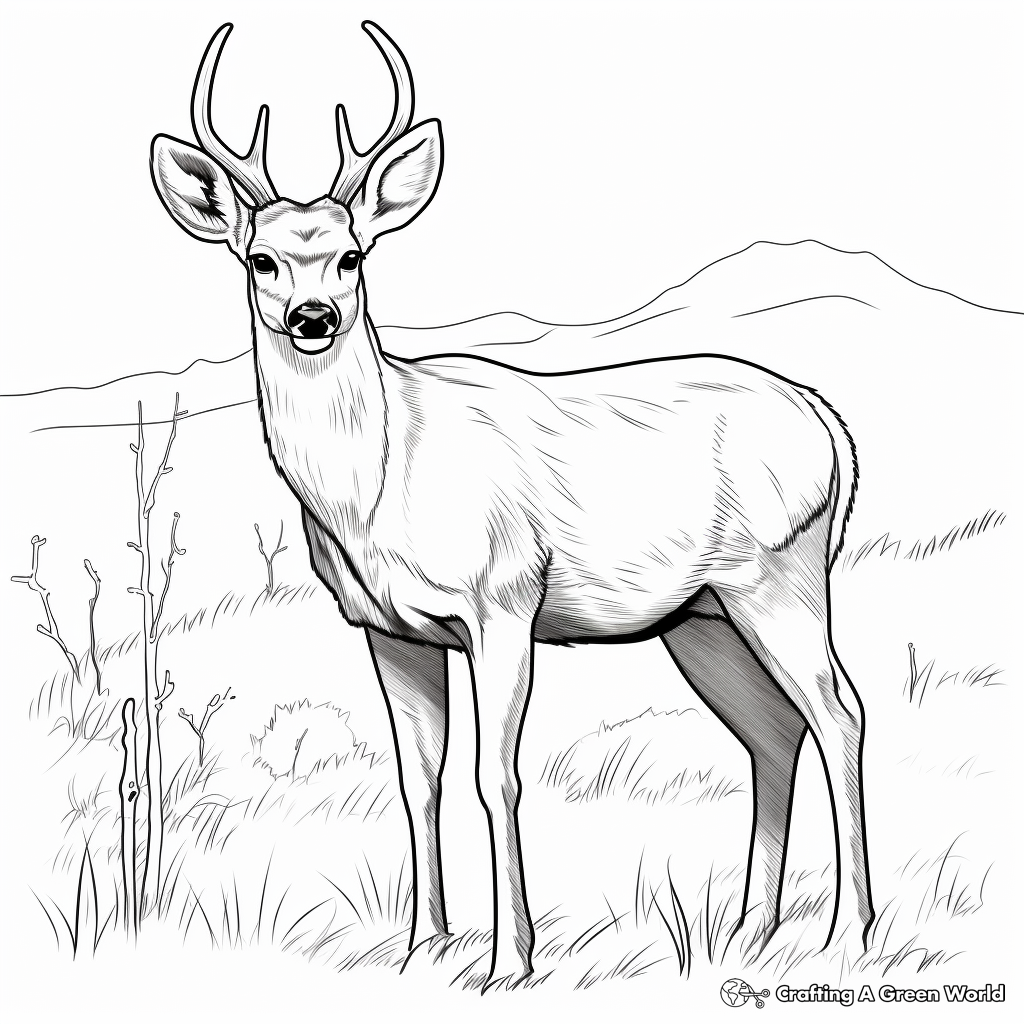 Artistic Mule Deer in the Wild Coloring Pages 3