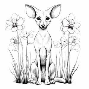 Artistic Oriental Shorthair and Orchid Coloring Pages 2