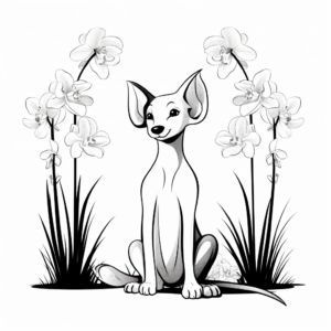 Artistic Oriental Shorthair and Orchid Coloring Pages 3