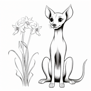 Artistic Oriental Shorthair and Orchid Coloring Pages 4