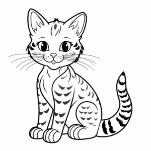 Artistic Outline of Spotted Tabby Cat Coloring Pages 1