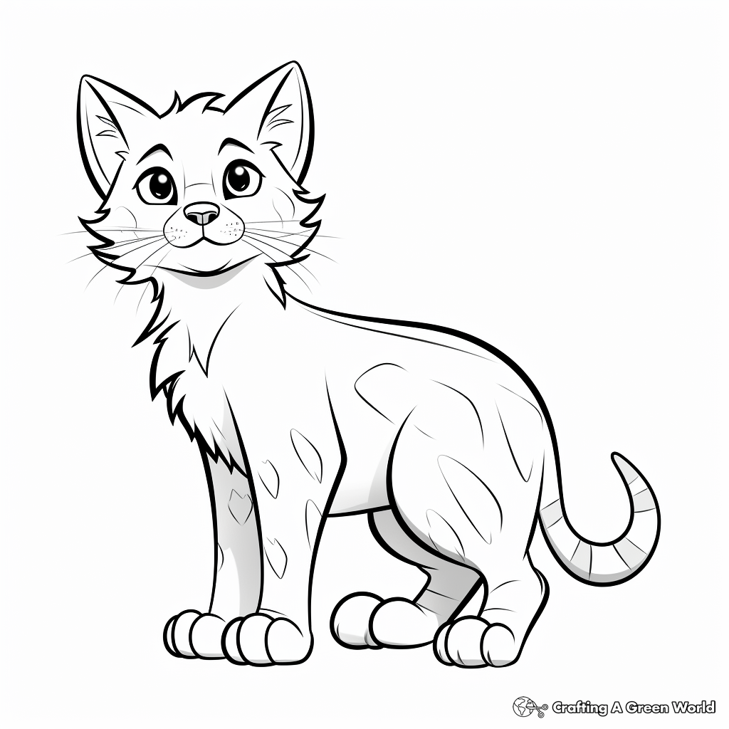 Artistic Outline of Spotted Tabby Cat Coloring Pages 2