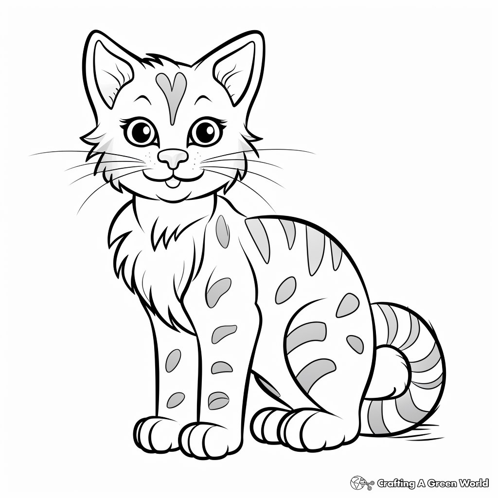 Artistic Outline of Spotted Tabby Cat Coloring Pages 3