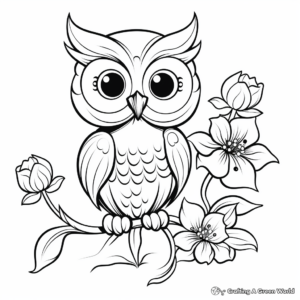 Artistic Owl and Daffodil Coloring Pages 2