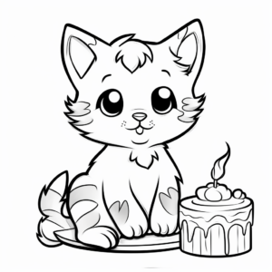 Artistic Painter Cat Cake Coloring Page 2