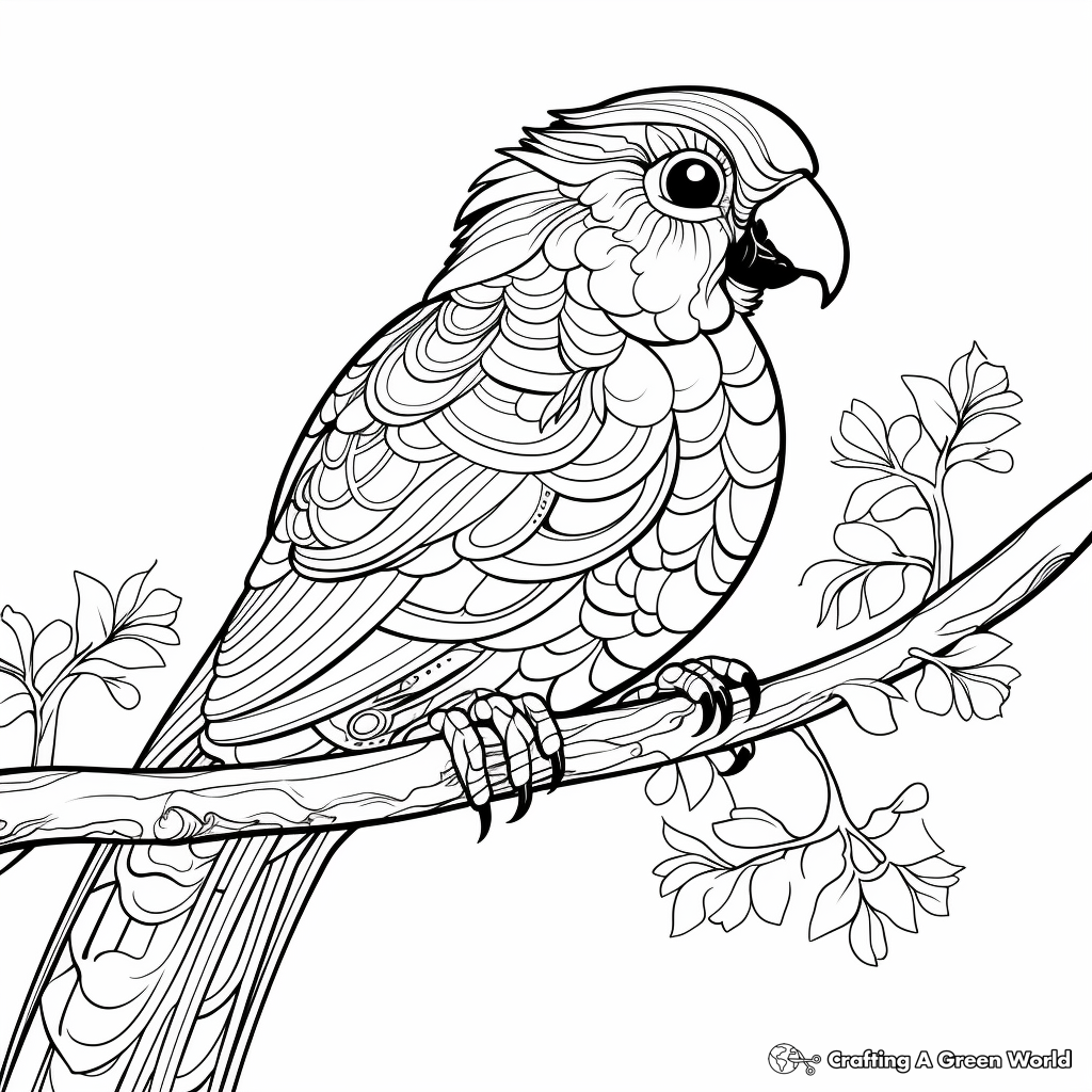Artistic Parrot Coloring Sheets for Adults 1