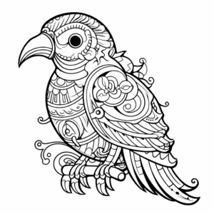 Artistic Parrot Coloring Sheets for Adults 2