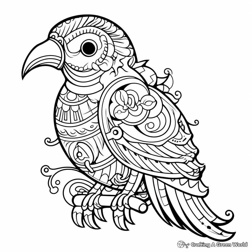 Artistic Parrot Coloring Sheets for Adults 2