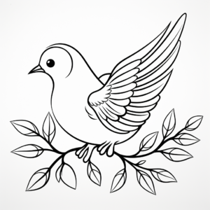 Artistic Peace Dove with Olive Branch Coloring Pages 3