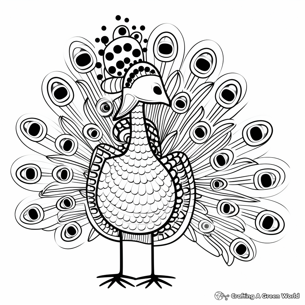 Artistic Peacock Doodle Coloring Pages for Adults 1