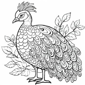 Artistic Peacock Doodle Coloring Pages for Adults 2