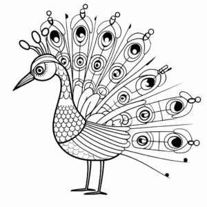 Artistic Peacock Doodle Coloring Pages for Adults 3