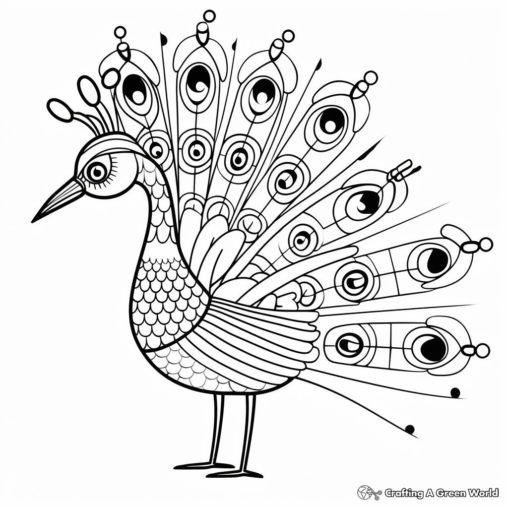 Artistic Peacock Doodle Coloring Pages for Adults 3