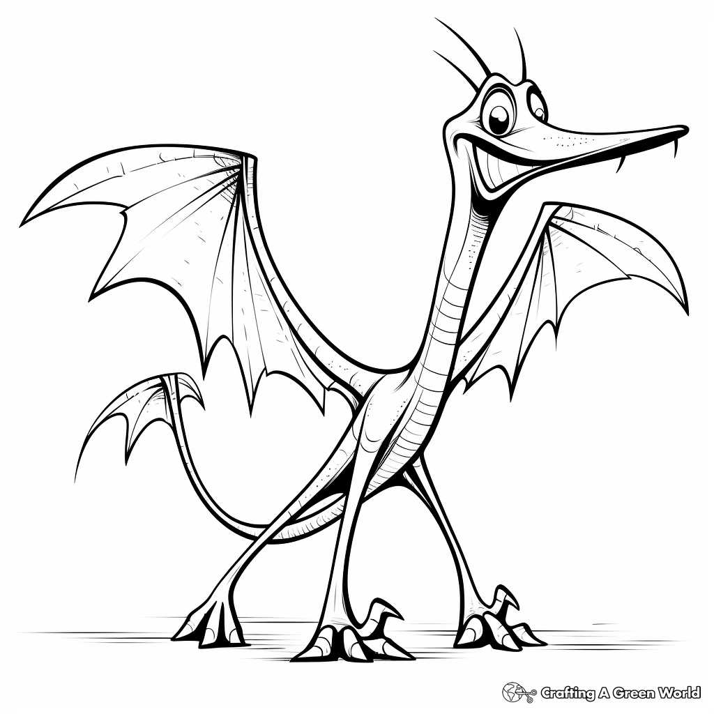 Artistic Pterodactyl Outline for Coloring 1