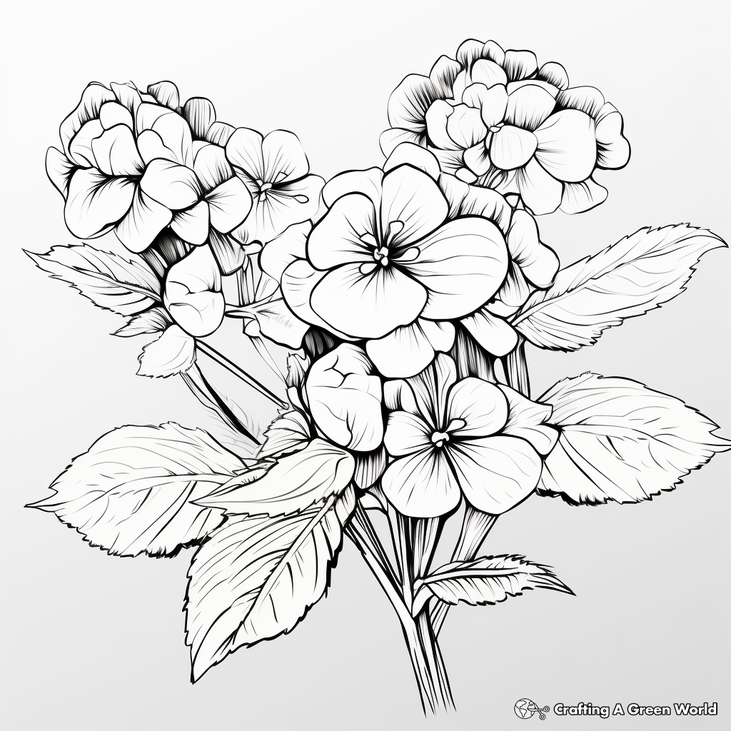Artistic Rough-Leaved Hydrangea Coloring Pages 1