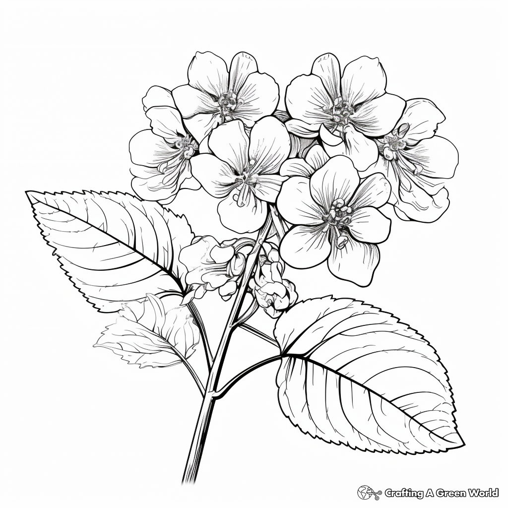 Artistic Rough-Leaved Hydrangea Coloring Pages 2