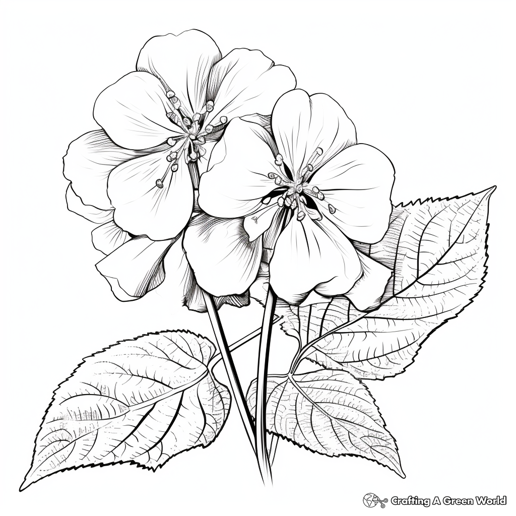 Artistic Rough-Leaved Hydrangea Coloring Pages 4