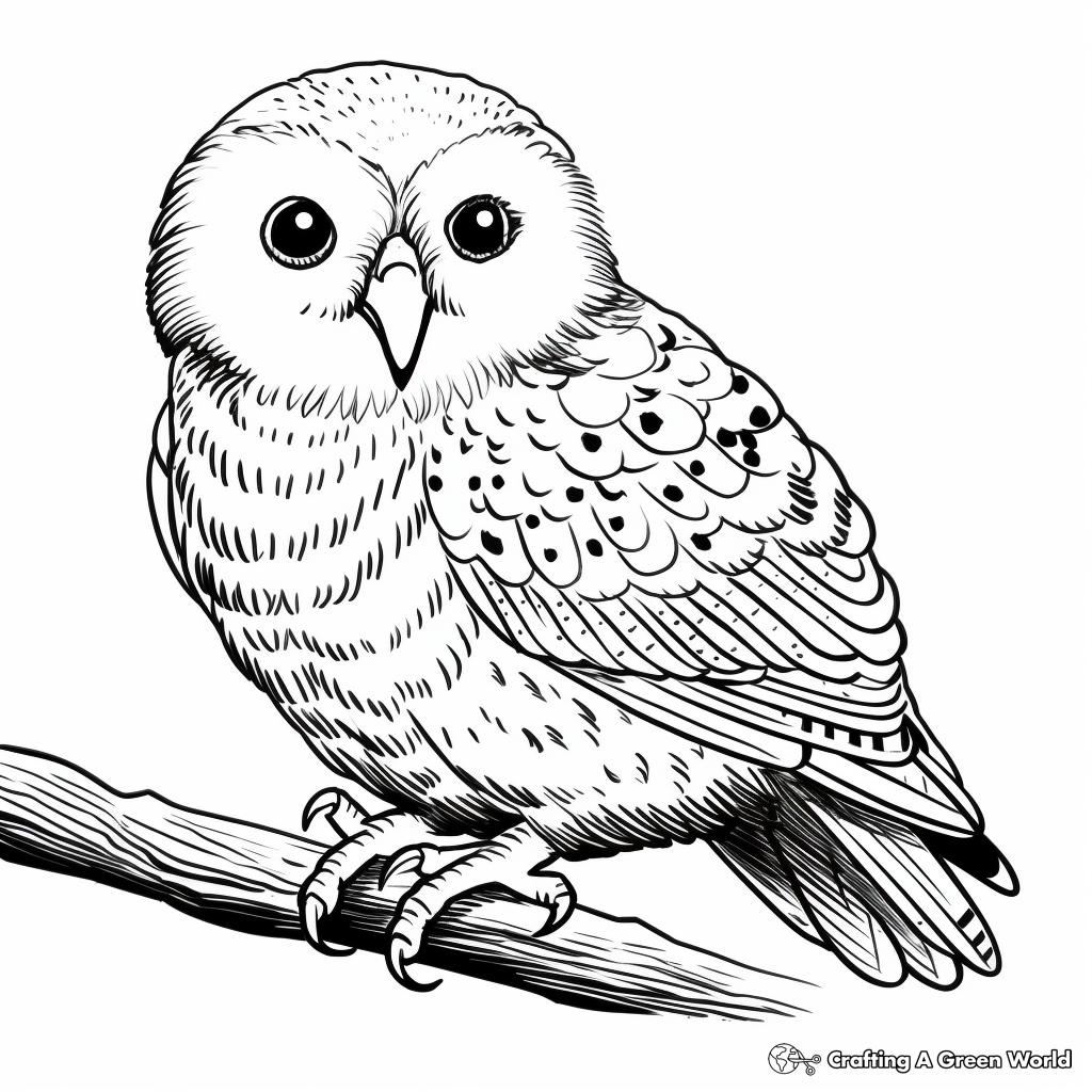 Artistic Sketch-style Budgie Coloring Pages 2