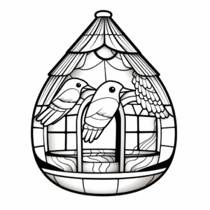 Artistic Stained Glass Bird Feeder Coloring Pages 2