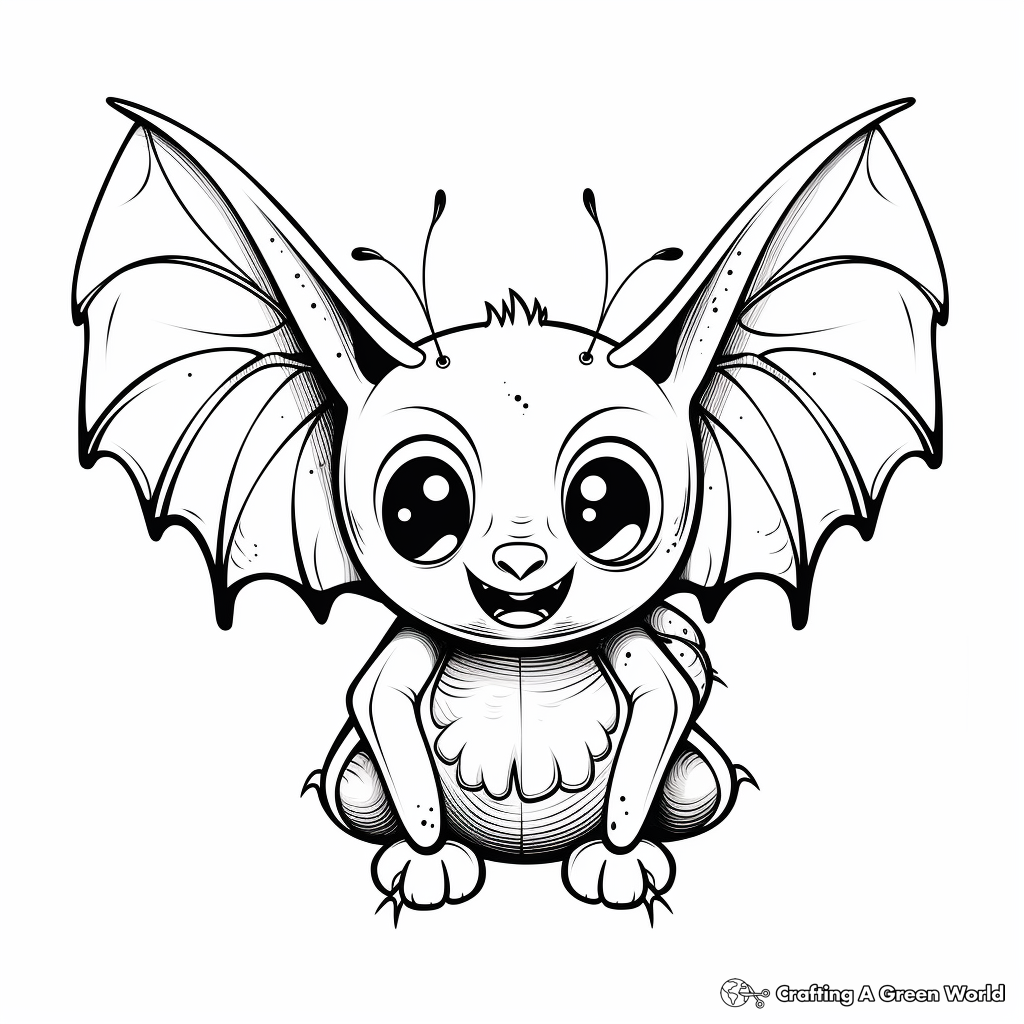 Artistic Stylized Bat Coloring Pages 1