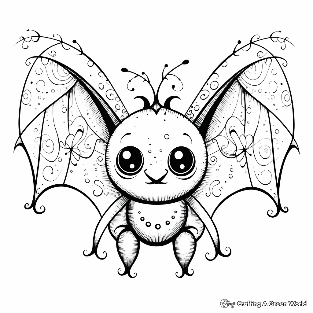 Artistic Stylized Bat Coloring Pages 2