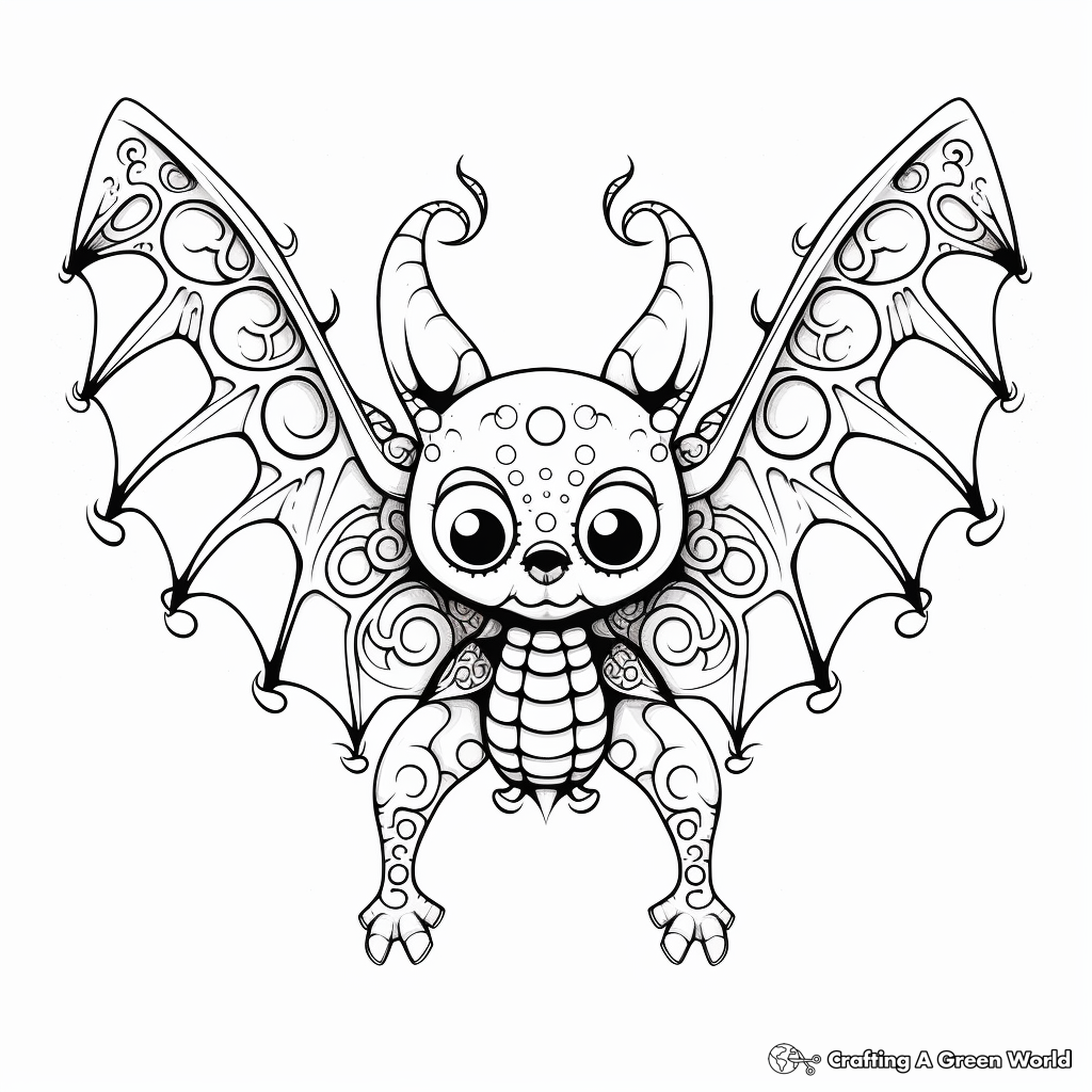 Artistic Stylized Bat Coloring Pages 3