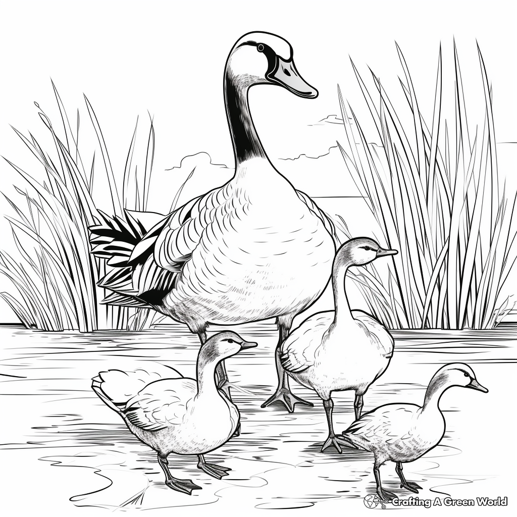 Artistic Stylized Canada Geese Coloring Pages 3
