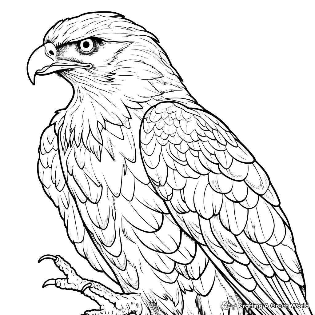 Artistic Stylized Red Tailed Hawk Coloring Pages 3