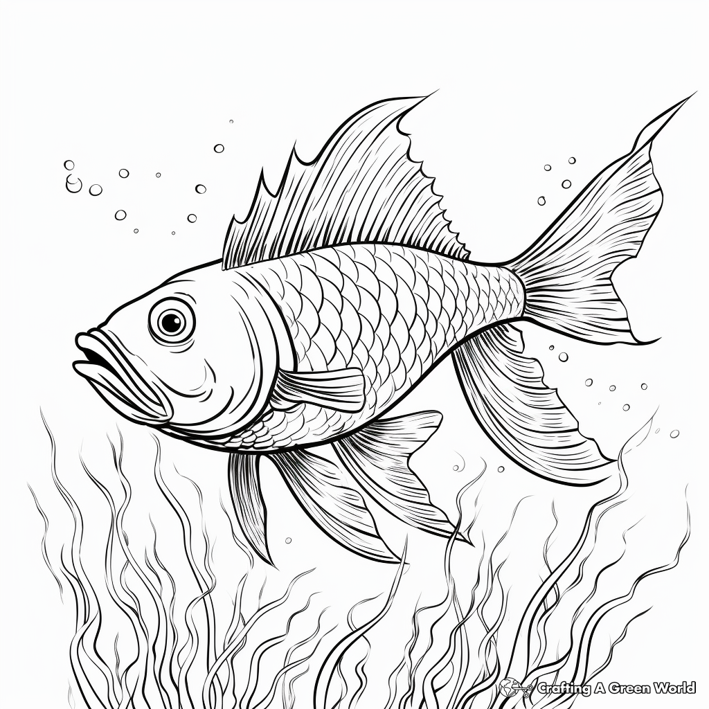 Artistic Water Dragon Fish Coloring Pages 2