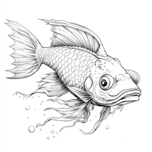 Artistic Water Dragon Fish Coloring Pages 3